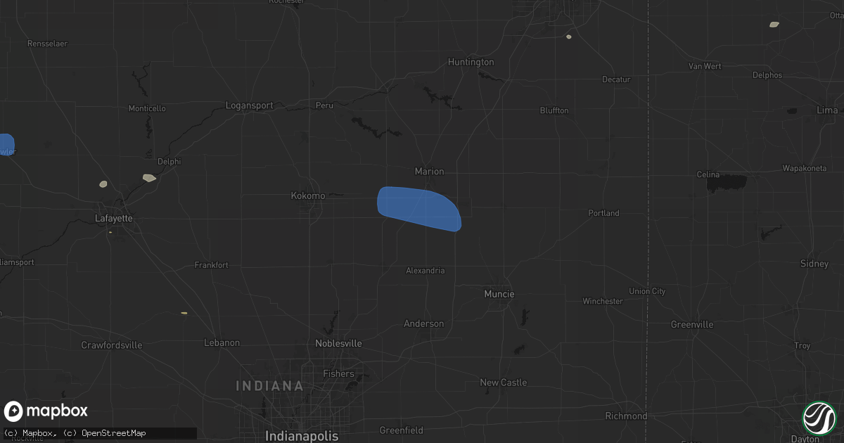 Hail map in Fairmount, IN on June 6, 2026