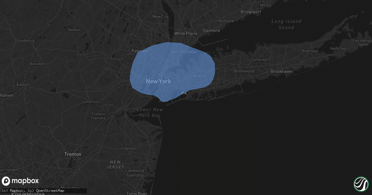 Hail map in Far Rockaway, NY on June 6, 2026