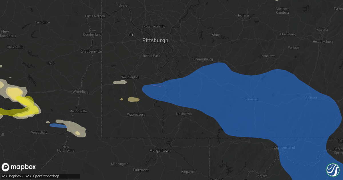 Hail map in Fayette City, PA on June 6, 2026