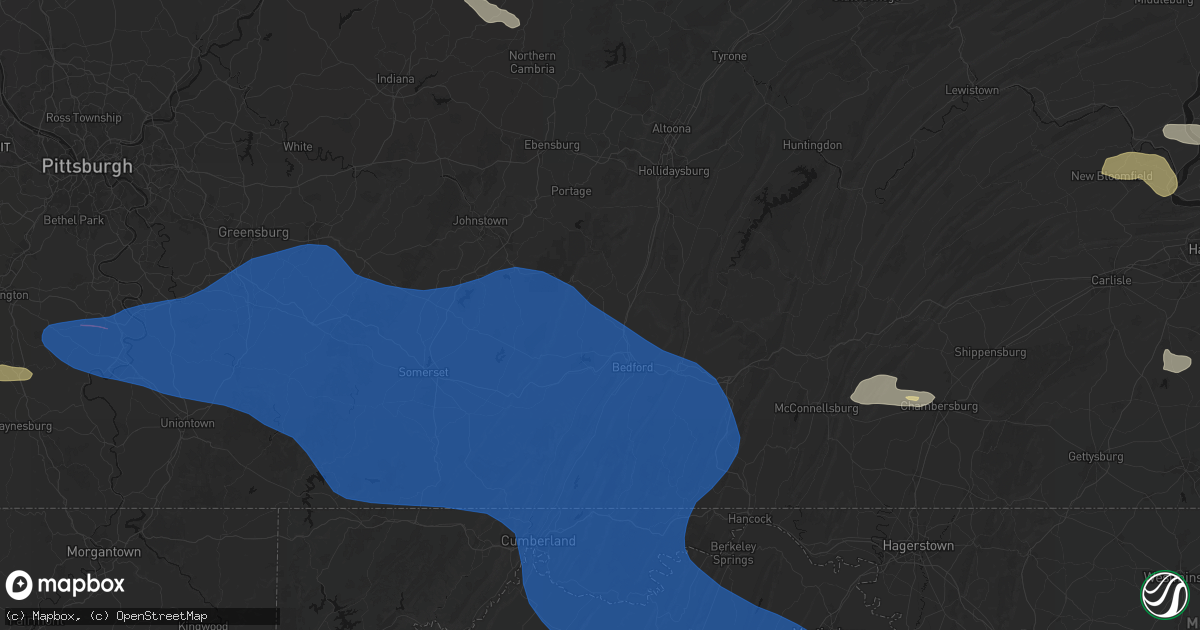 Hail map in Fishertown, PA on June 6, 2026