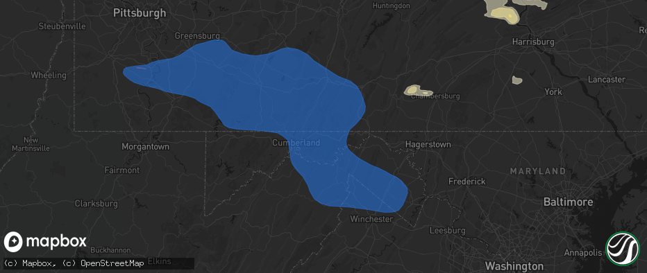 Hail map in Flintstone, MD on June 6, 2026