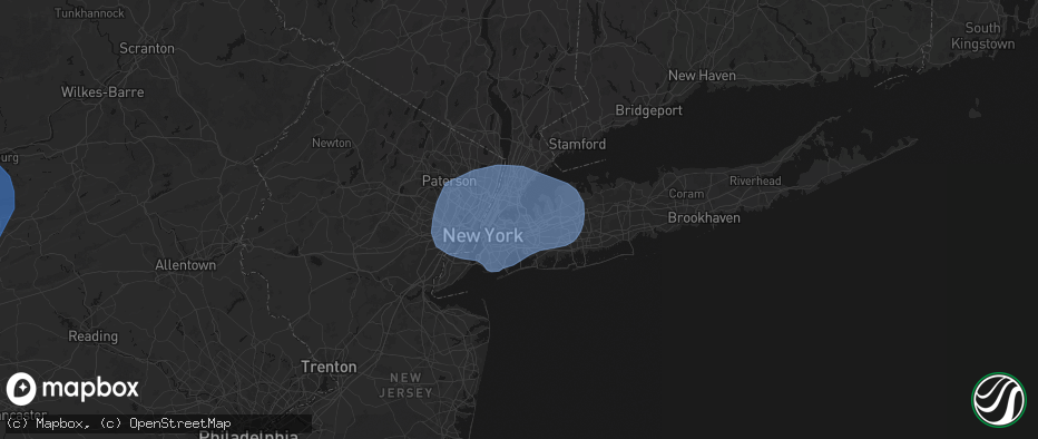 Hail map in Flushing, NY on June 6, 2026