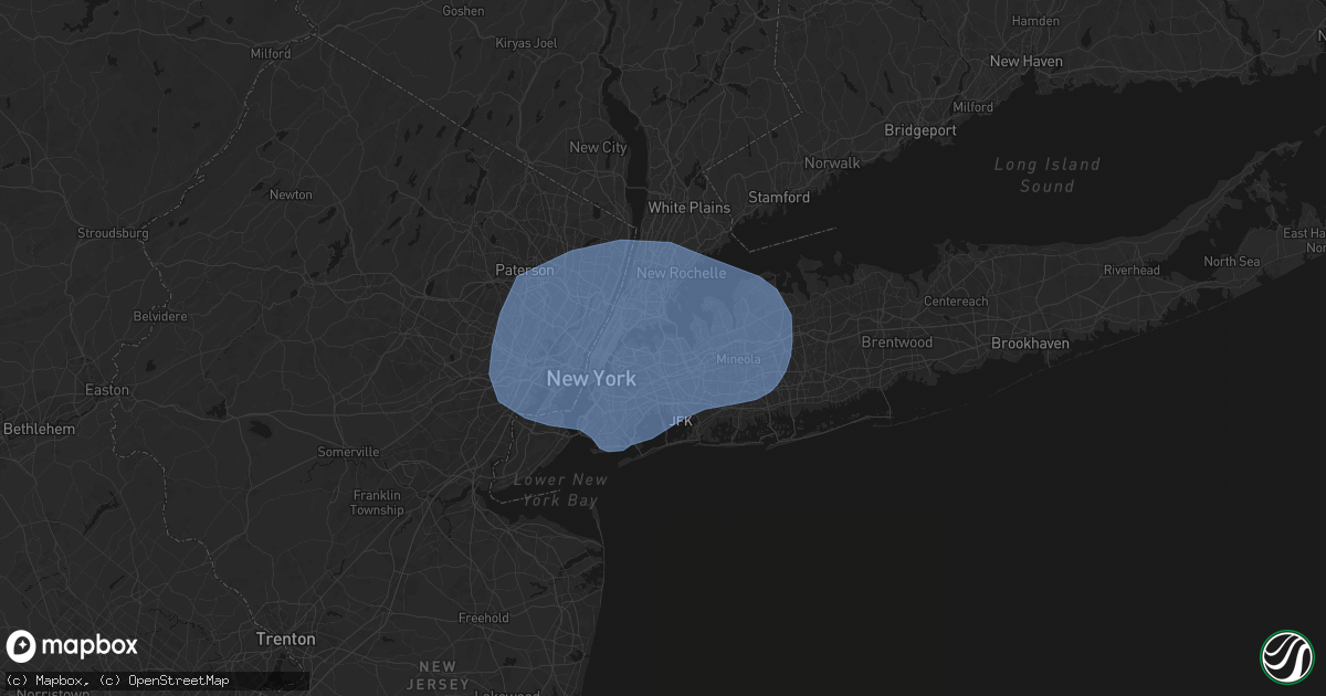 Hail map in Flushing, NY on June 6, 2026