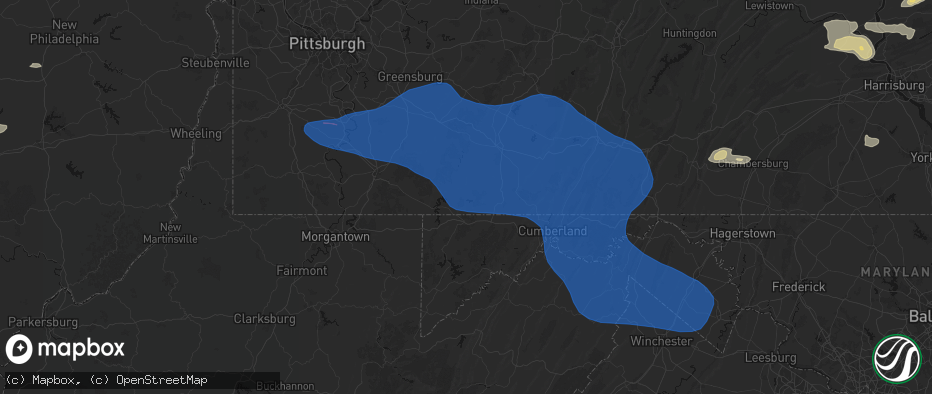 Hail map in Fort Hill, PA on June 6, 2026