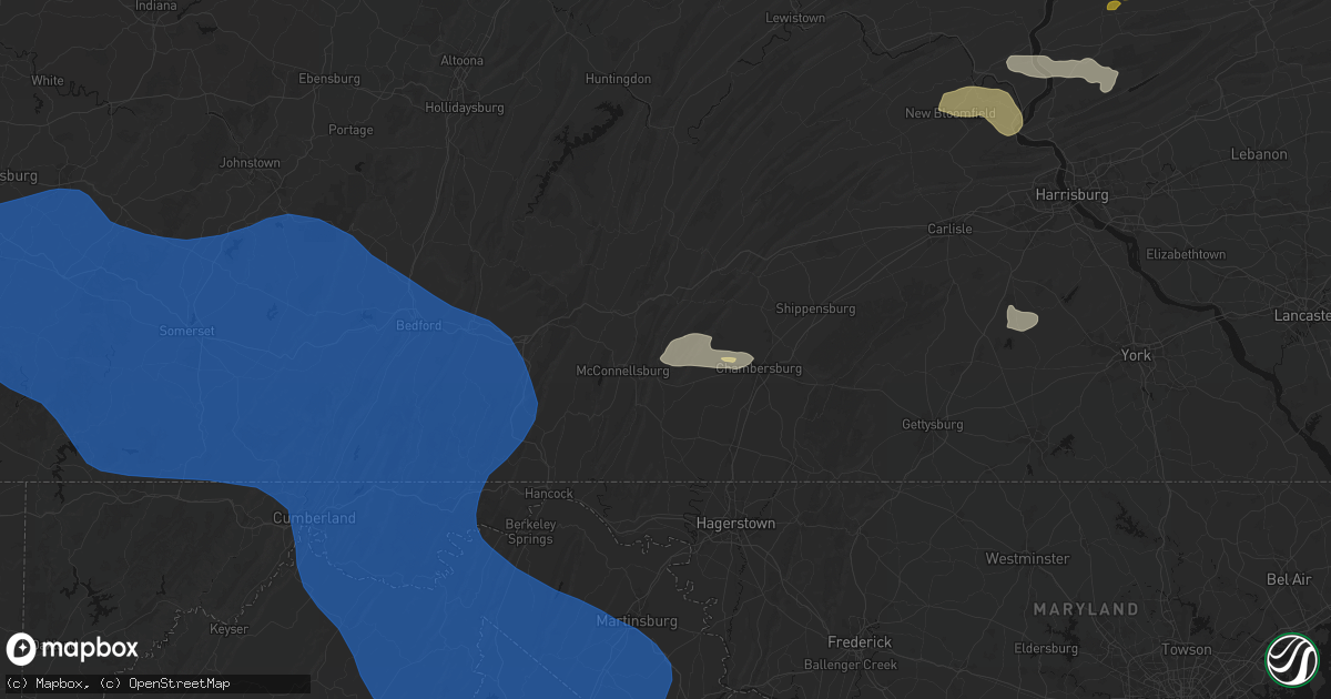 Hail map in Fort Loudon, PA on June 6, 2026