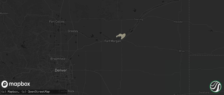 Hail map in Fort Morgan, CO on June 6, 2026