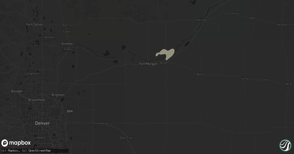 Hail map in Fort Morgan, CO on June 6, 2026