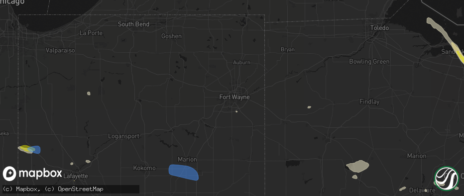 Hail map in Fort Wayne, IN on June 6, 2026