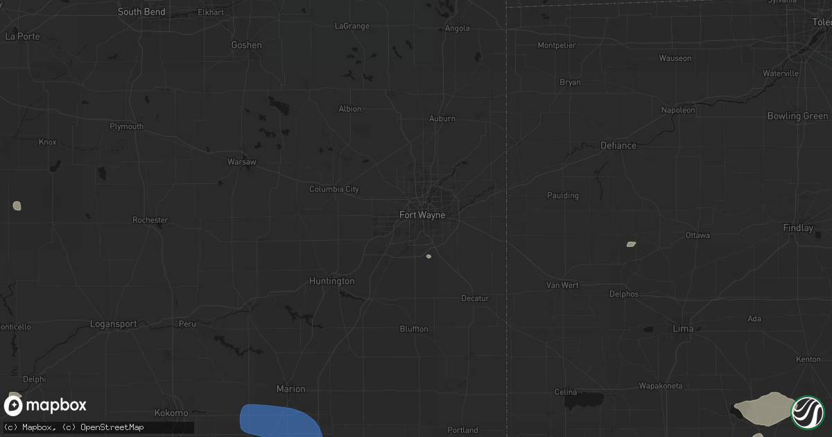 Hail map in Fort Wayne, IN on June 6, 2026