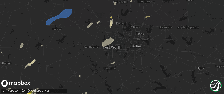Hail map in Fort Worth, TX on June 6, 2026
