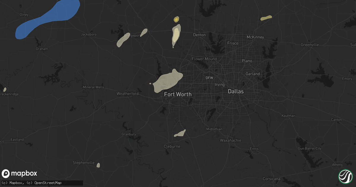 Hail map in Fort Worth, TX on June 6, 2026