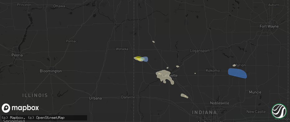 Hail map in Fowler, IN on June 6, 2026