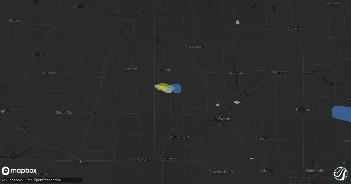Hail map in Fowler, IN on June 6, 2026