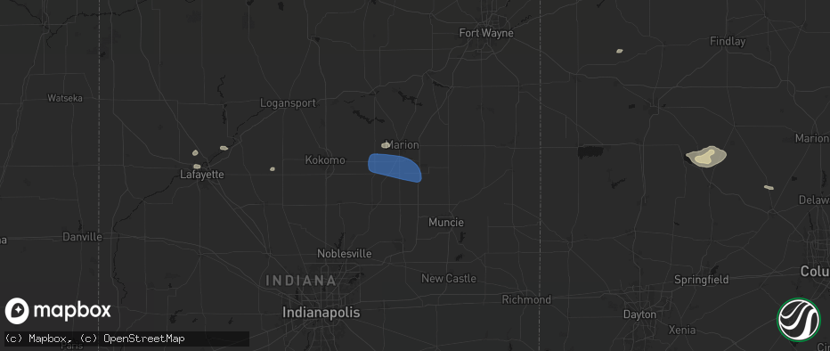 Hail map in Fowlerton, IN on June 6, 2026