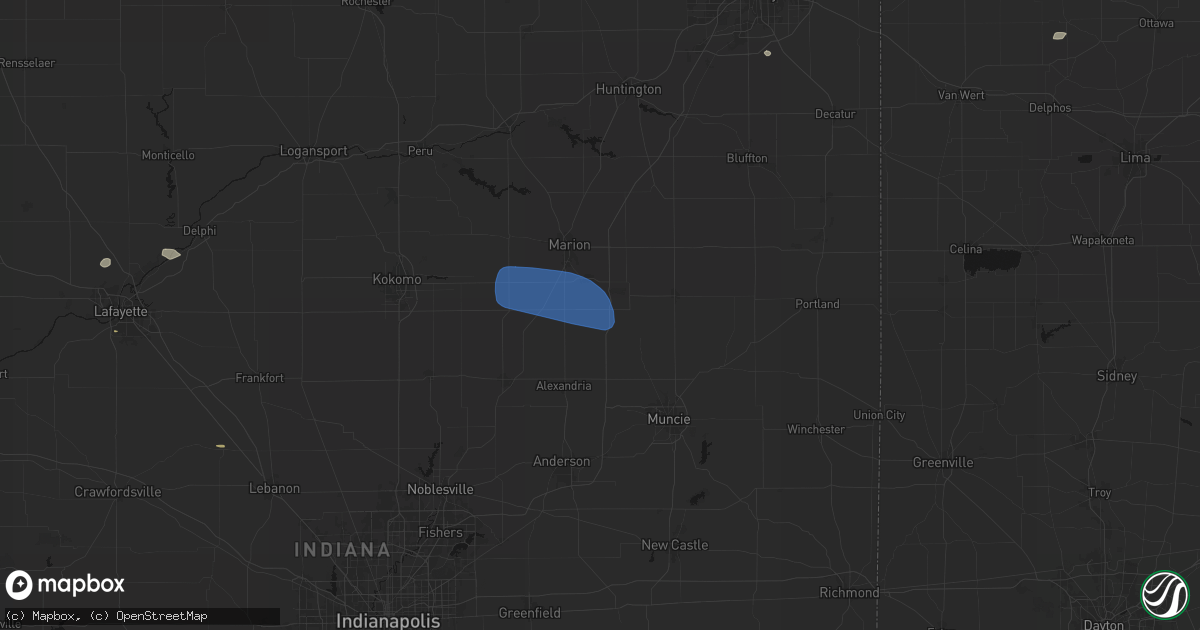 Hail map in Fowlerton, IN on June 6, 2026
