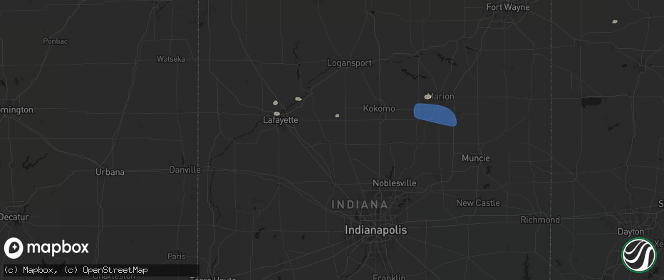Hail map in Frankfort, IN on June 6, 2026