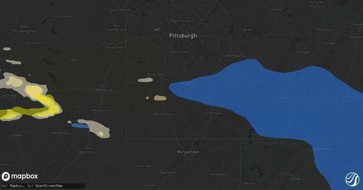 Hail map in Fredericktown, PA on June 6, 2026