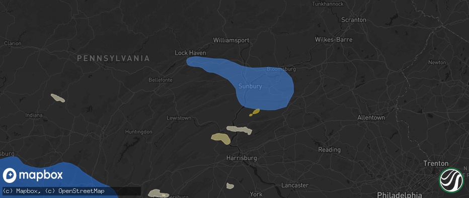Hail map in Freeburg, PA on June 6, 2026
