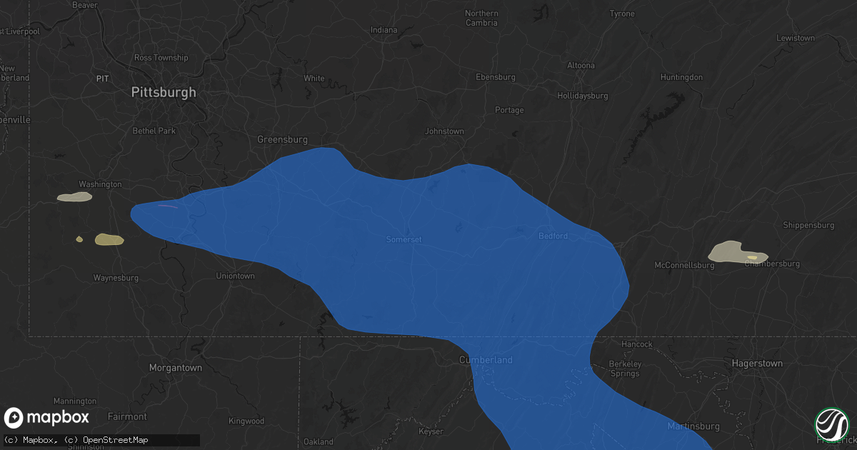 Hail map in Friedens, PA on June 6, 2026