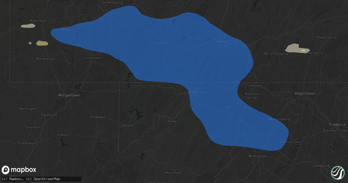 Hail map in Frostburg, MD on June 6, 2026