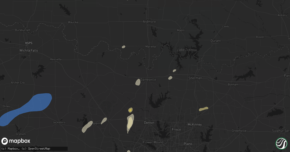 Hail map in Gainesville, TX on June 6, 2026