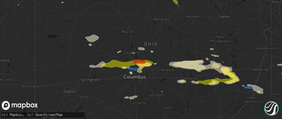Hail map in Galena, OH on June 6, 2026