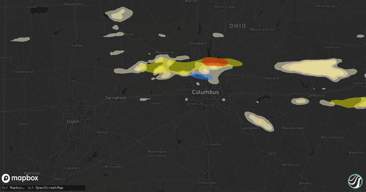Hail map in Galloway, OH on June 6, 2026