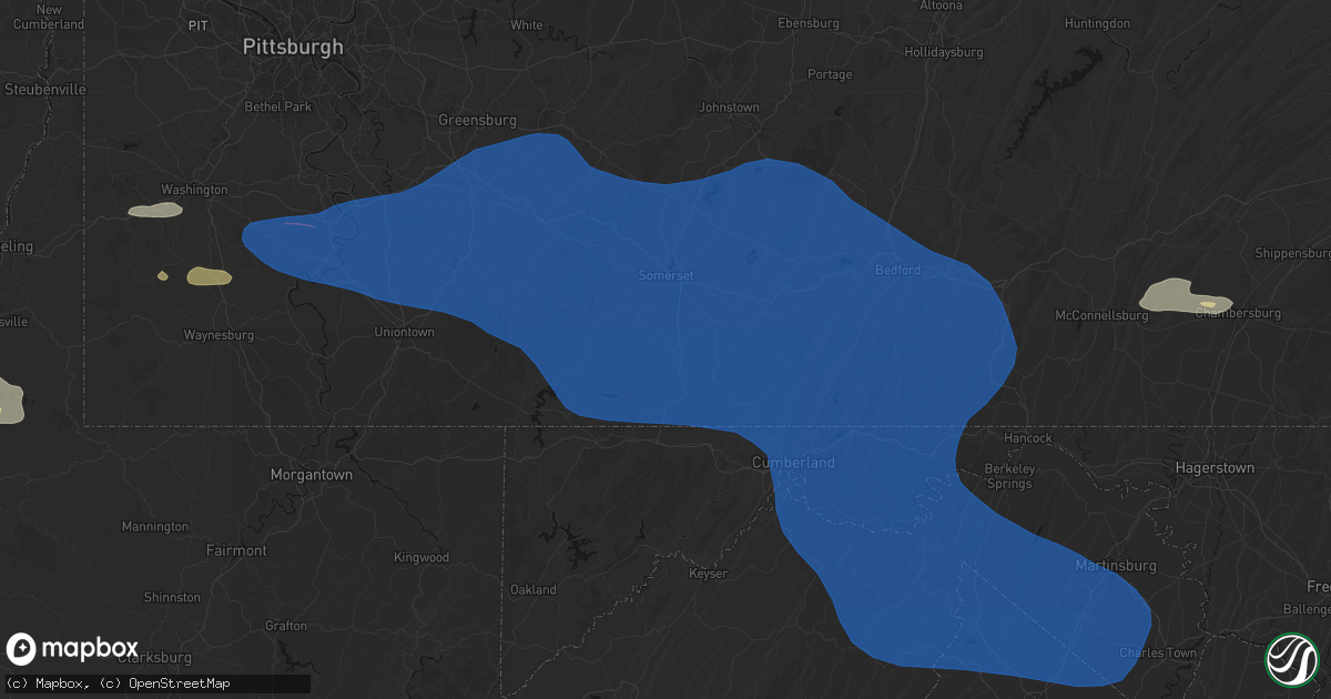 Hail map in Garrett, PA on June 6, 2026