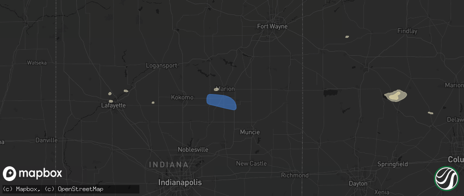 Hail map in Gas City, IN on June 6, 2026