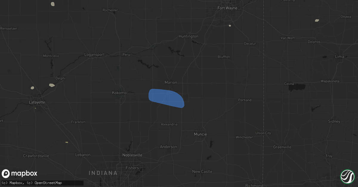 Hail map in Gas City, IN on June 6, 2026
