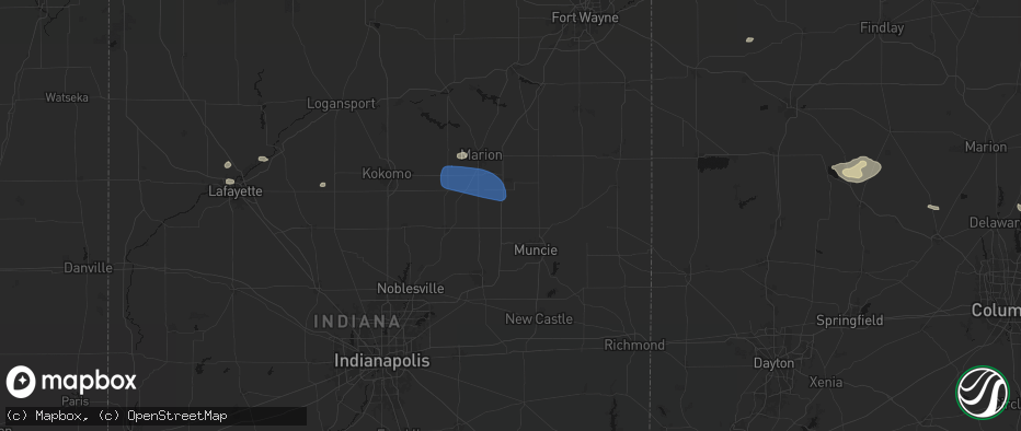 Hail map in Gaston, IN on June 6, 2026