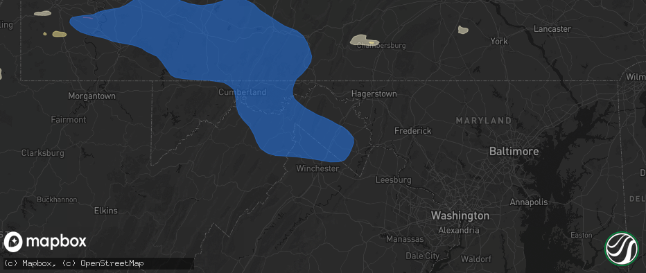 Hail map in Gerrardstown, WV on June 6, 2026