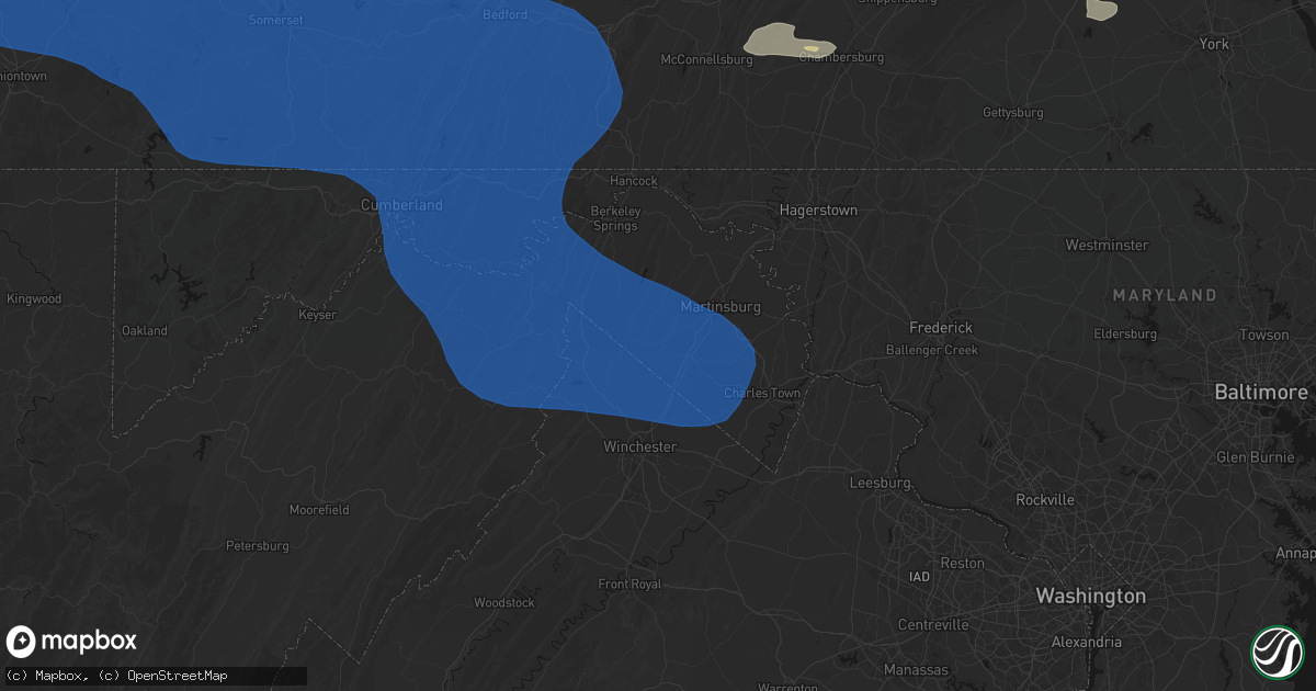 Hail map in Gerrardstown, WV on June 6, 2026