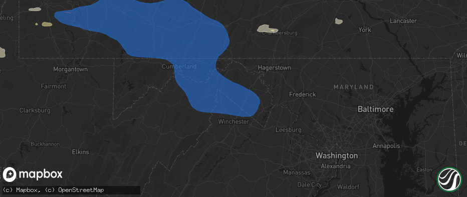 Hail map in Glengary, WV on June 6, 2026