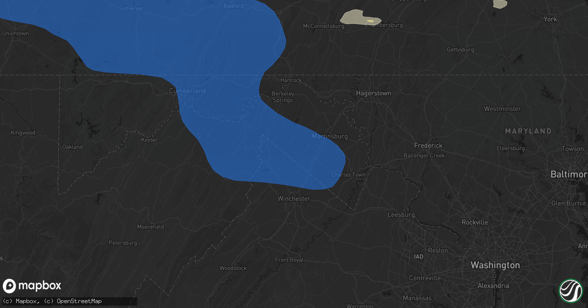 Hail map in Glengary, WV on June 6, 2026