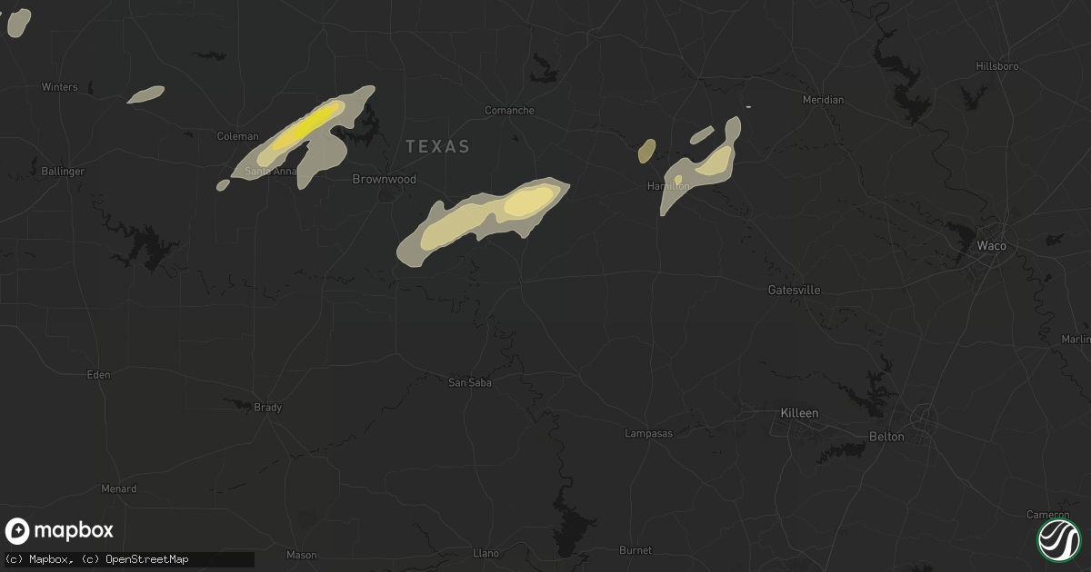 Hail map in Goldthwaite, TX on June 6, 2026