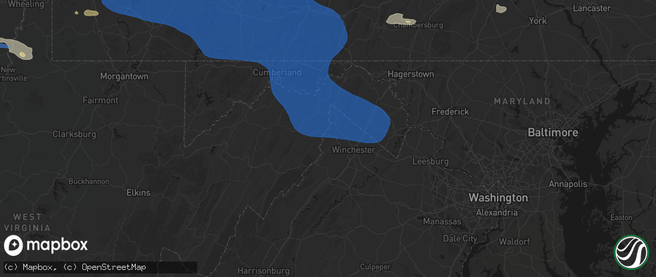 Hail map in Gore, VA on June 6, 2026