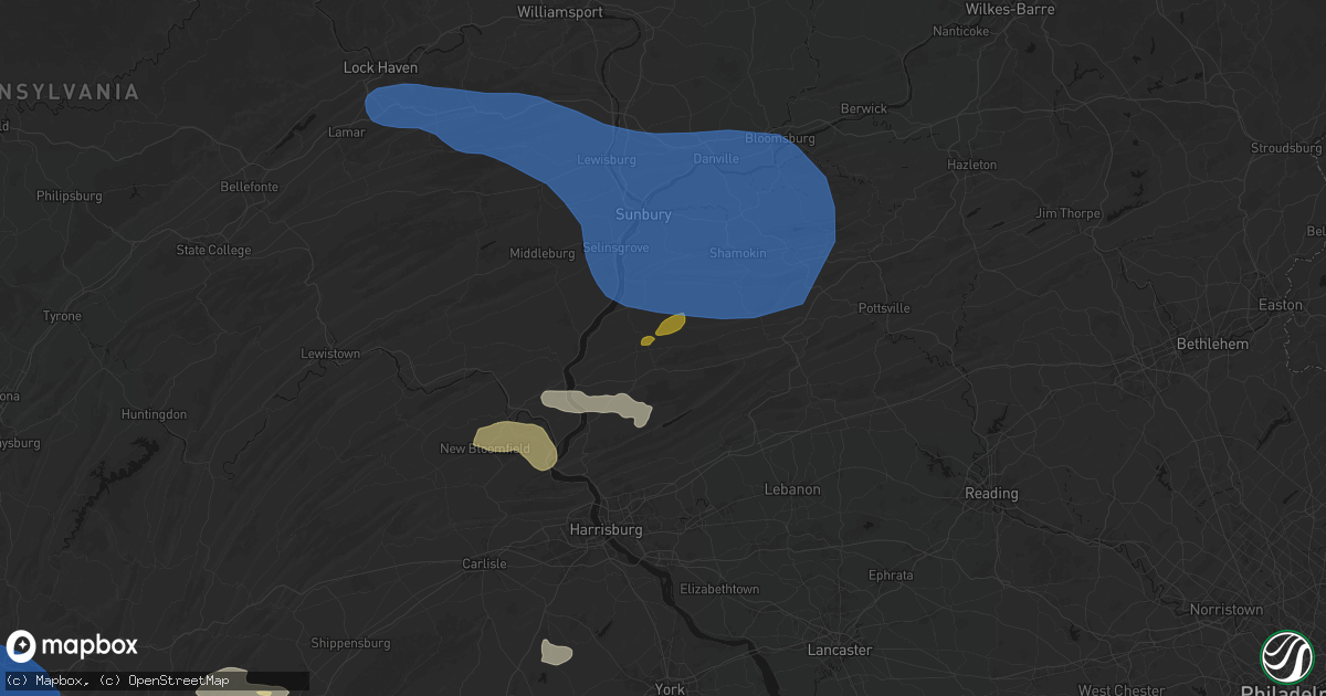 Hail map in Gratz, PA on June 6, 2026