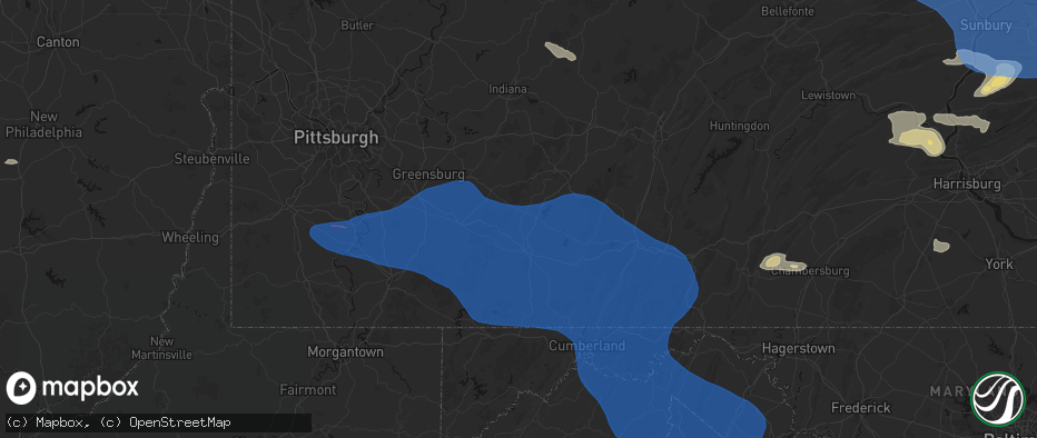 Hail map in Gray, PA on June 6, 2026