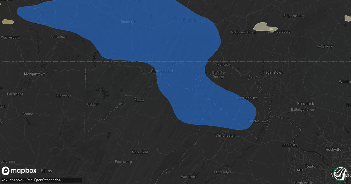 Hail map in Green Spring, WV on June 6, 2026