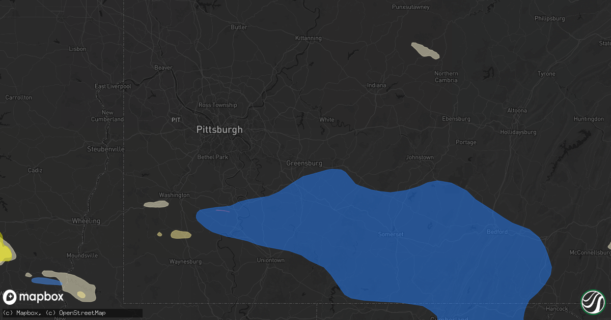 Hail map in Greensburg, PA on June 6, 2026