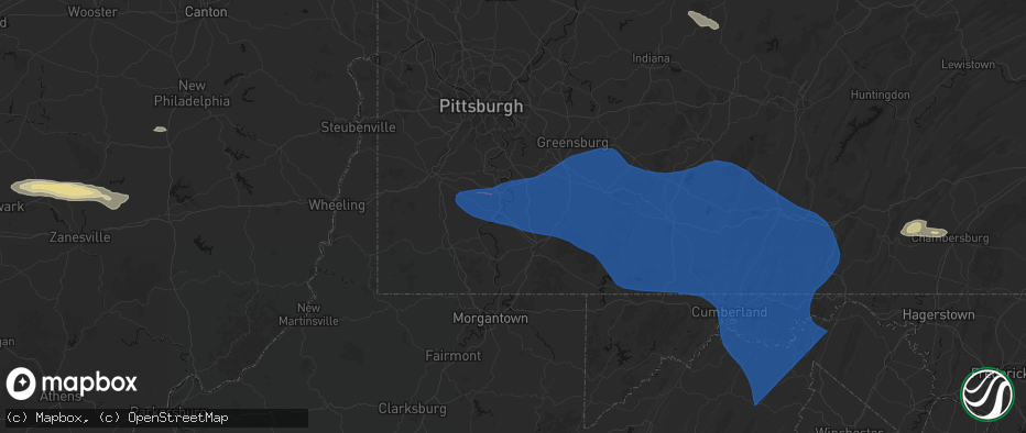 Hail map in Grindstone, PA on June 6, 2026