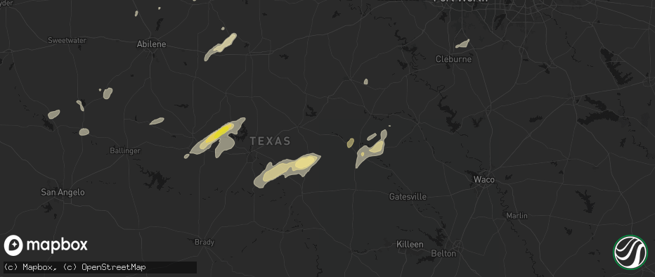 Hail map in Gustine, TX on June 6, 2026