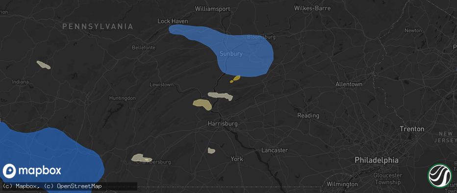 Hail map in Halifax, PA on June 6, 2026