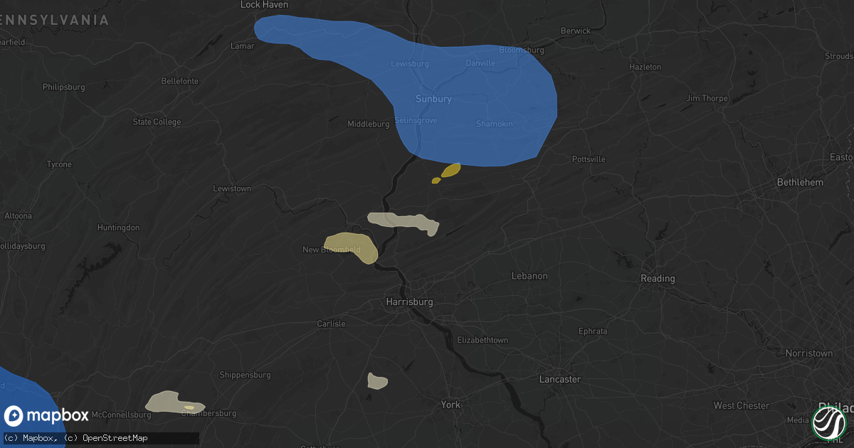 Hail map in Halifax, PA on June 6, 2026