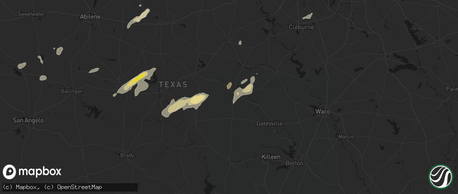 Hail map in Hamilton, TX on June 6, 2026
