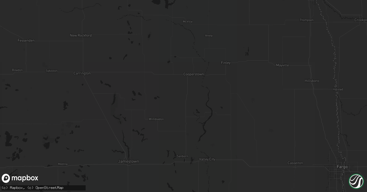 Hail map in Hannaford, ND on June 6, 2026