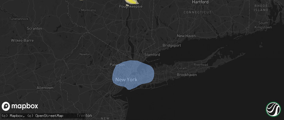 Hail map in Harrison, NY on June 6, 2026