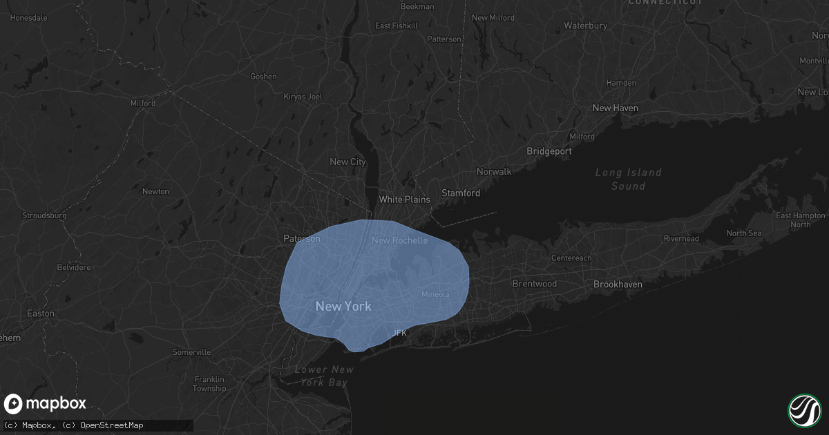 Hail map in Harrison, NY on June 6, 2026