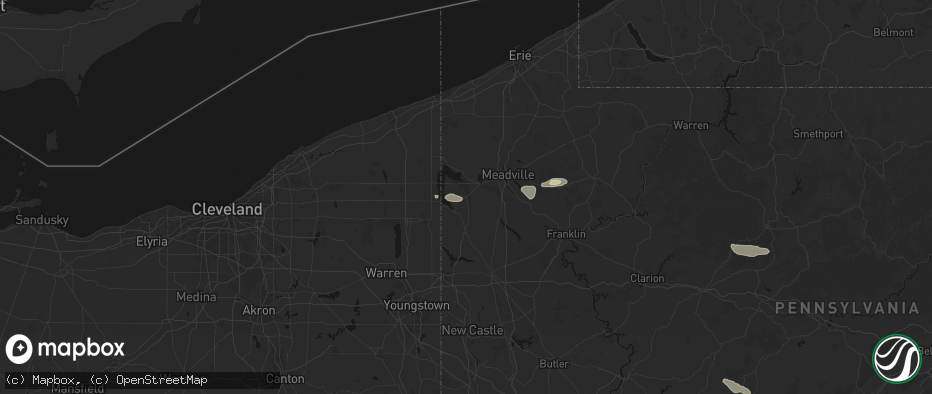 Hail map in Hartstown, PA on June 6, 2026